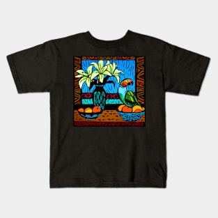 Parrot, lilies and fruit Kids T-Shirt